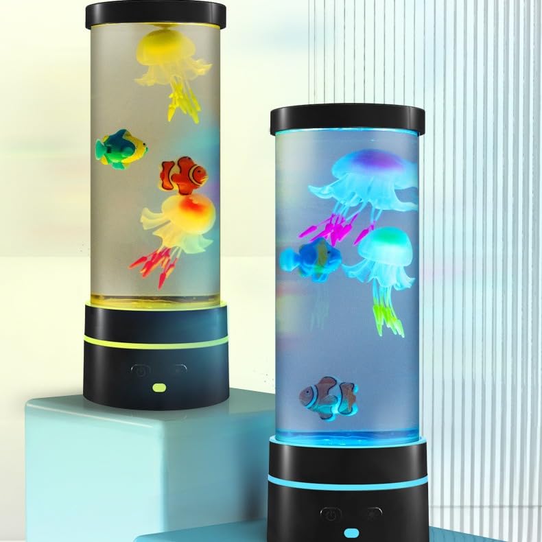 LED Fantasy Quallen Lavalampe, Ambesty LED Quallen Lampe Lavalampen 17 Farben, Runde echte Quallen Aquarium Lampe, Zuhause Stimmungslicht Dekoration mit Fernsteuerung, für Weihnachten Geschenke Kinder