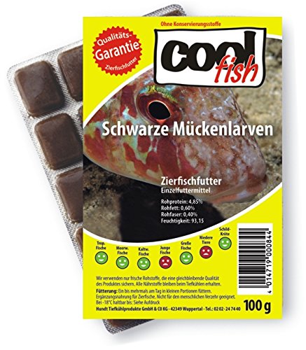 Cool Fish Schwarze Mückenlarven, 15 x 100g-Blister, Fisch-Frostfutter, Aquarium, Aquaristik