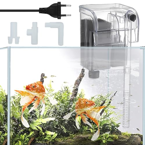 GOMETY Aquarium Filter 250L/H Aquariumfilter Sauerstoffpumpe Hang On Aquarium Filterpumpe Wasserfall Aufhänge Aquariumfilter Außenfilter für Aquarien