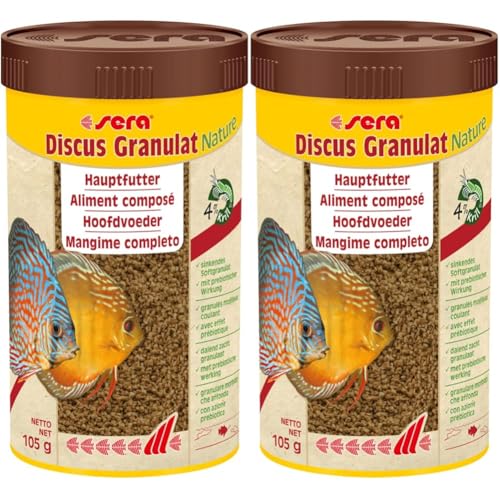 sera Discus Granulat Nature 250 ml (105 g) - Hauptfutter für alle Diskusfische, Futter für Diskus (Packung mit 2)