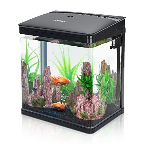 Nobleza - Nano-Fischtank-Aquarium mit LED-Leuchten & Filtersystem, tropischeAquarien, 14 Liter, Schwarz