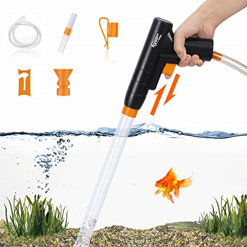 hygger Aquarium Mulmsauger,3 in 1 Aquarium Kiesreiniger,Aquarium Mulmsauger Wasserwechsel Set für Wasserwechsel und Filterkiesreinigung Mit Luftdruckknopf und Wasserdurchflussregler