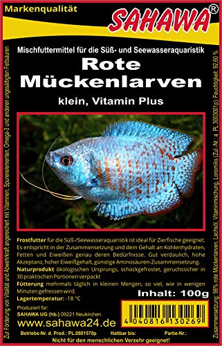 SAHAWA® Rote Mückenlarven gezüchtet Frostfutter 5X 100g Blister Fischfutter