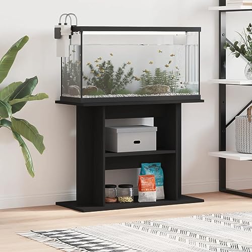 Aquarium Ständer Schwarz 80x35x60cm Holzwerkstoff Aquarium Ständer Fisch Tank Schrank Vivarium Schrank Aquarium Tank - 833576