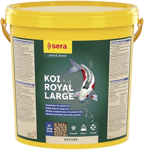 sera 07130 Koi Royal Nature Large (6 mm) 21 Liter - Hauptfutter BZW. Koifutter für EIN langes, gesundes Koileben von Koi ab 25 cm, Futter ohne Farb- & Konservierungsstoffe