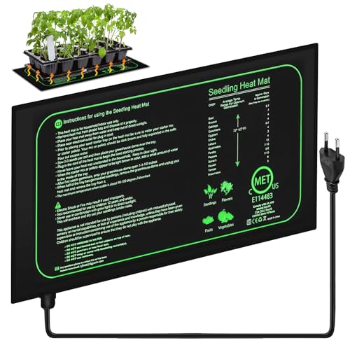 GOMETY Heizmatte Pflanzen mit Thermostat- 25 x 52cm Wärmematte Pflanzen, Gewächshaus Erwärmung Matte für Pflanzen Anzucht, Heizmatte Wärmer für Saatgut Keimung Pflanze, Reptil Heizung Matte Terrarium