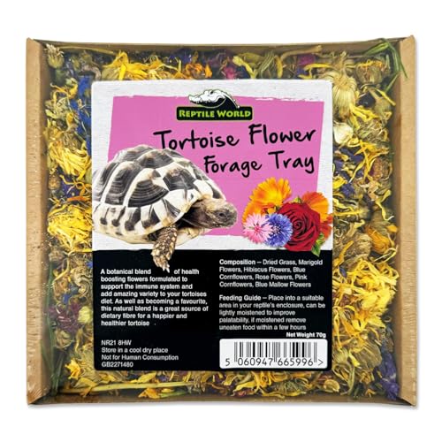 Reptile World Futterschale, 100% natürliche botanische Anreicherung für Schildkröten | Gesundes Schildkrötenfutter (Blumenmischung)