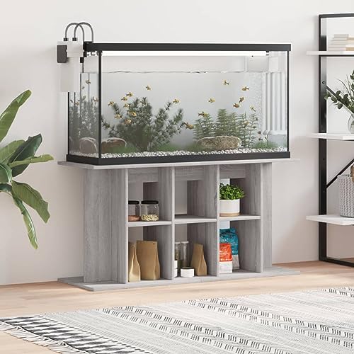 IKAYAA Aquarium Unterschrank Aquariumständer Aquariumregal Aquariumschrank Grau Sonoma 120 x 40 x 60 cm Aquarium Stand Aquarium Tisch Aquarium Schrank Unterschrank Holzwerkstoff