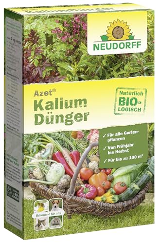 Neudorff Azet Kaliumdünger – Bio-Dünger gleicht Kaliummangel aus und verbessert Geschmack, Widerstandskraft und Lagerfähigkeit, 2 kg für 100 m², Braun