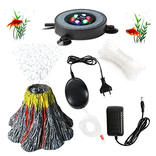 Aquarium Sprudler Stein Sauerstoff Pumpe LED Lighting Aquarium LED für Fische Aquarium Luft Stein Lichtpumpe Luftblase Stein Vulkan Lampe Aquarium Deko