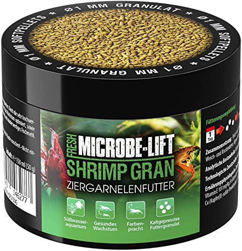 MICROBE-LIFT Shrimp Gran - 150 ml / 50 g - Premium Garnelenfutter als Alleinfutter, kaltgepresst, fördert Wachstum und Farbenpracht von Garnelen in Süßwasseraquarien.