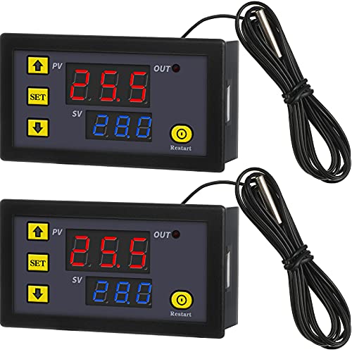 W3230 LCD Digital Thermostat DC 12V 20A Temperaturregler Messgerät Temperaturschalter -50-110 Grad Celsius mit Temperatursensor Hohe Temperatur Alarm LED Anzeige (2)