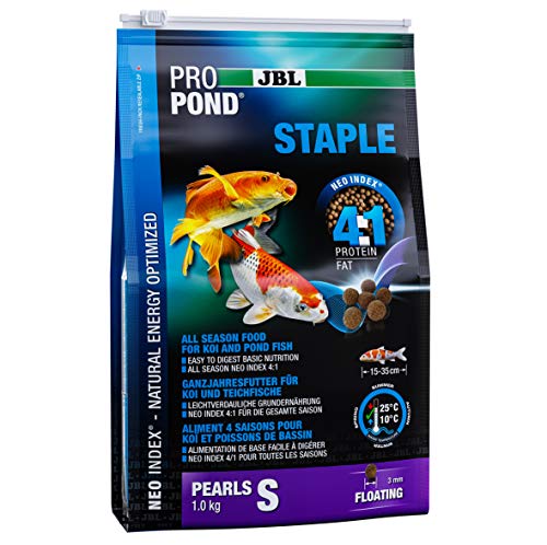 JBL Ganzjahresfutter für Koi und Teichfische, Schwimmende Pellets, PROPOND STAPLE, Größe S, 1 kg