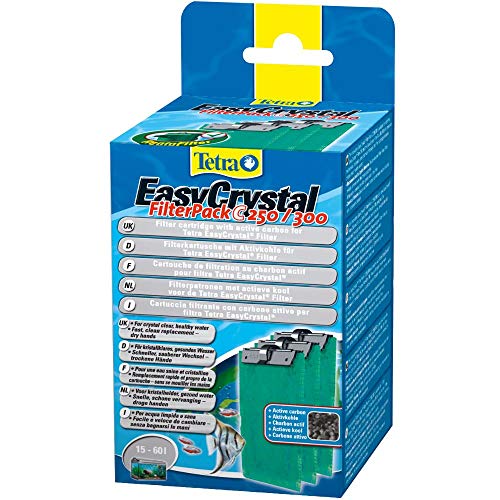 Tetra EasyCrystal Filter Pack C250/300 Filtermaterial mit Aktiv-Kohle, Filterpads für EasyCrystal Innenfilter, geeignet für Aquarien von 15-60 Liter, 3 Stück, grün