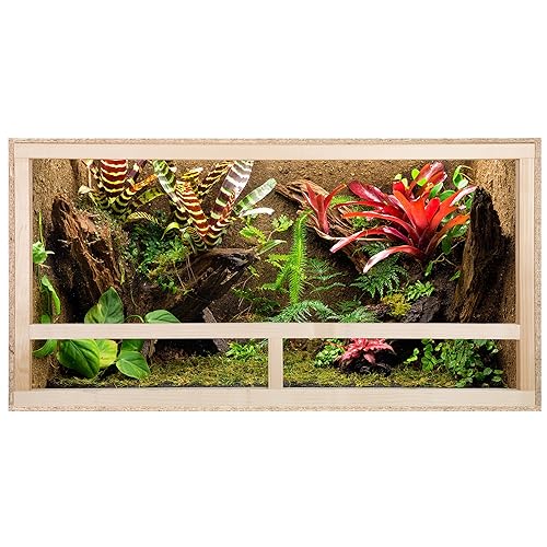 ECOZONE Holz Terrarium mit Seitenbelüftung 100x60x60 cm - Holzterrarium aus OSB Platten - Terrarien für exotische Tiere wie Schlangen, Reptilien & Amphibien