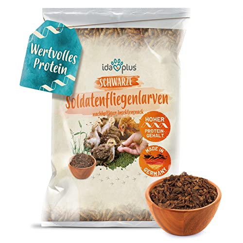 Ida Plus Soldatenfliegenlarven getrocknet - 800 g - Protein & Kalzium reich - hochwertiges Hühner Futter, auch für Wachtel, Koi Futter, Fischfutter oder Insekten Vogelfutter - getrocknete Insekten