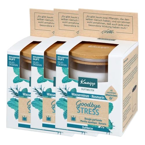 3x Kneipp Duftkerze Goodbye Stress Stimmungskerze je 145g ätherisches Rosmarinöl