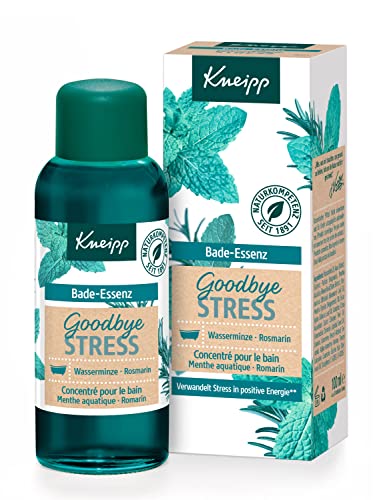 Kneipp Bade-Essenz Goodbye Stress - Badeöl mit ätherischen Ölen aus Rosmarin & Wasserminze für weniger Stress & positive Energie - erfrischender Duft - 100ml