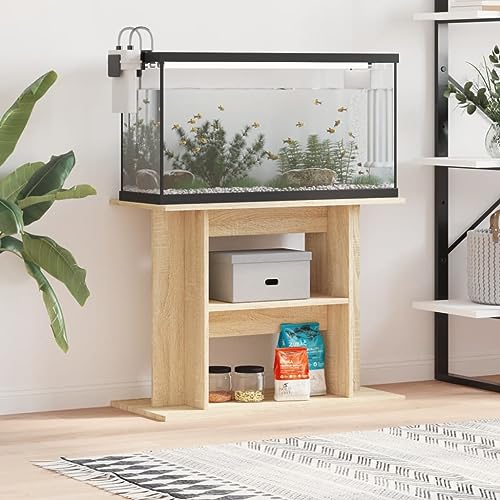 Vopese Aquariumständer Aquarium Tisch Möbel Aquarien Schrank Aquarium Unterschrank Aquarienunterschrank Terrarium Schrank Sonoma-Eiche 80x35x60 cm Holzwerkstoff