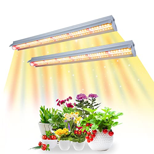 COKOLILA 2pcs T5 Pflanzenlampe LED, 42 cm Vollspektrum LED Grow Lampe für Zimmerpflanzen, pflanzenlicht mit Reflektor/Daisy-Chain Funktion fur Aussaat, Gewaechshaus, Growregale