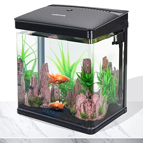 Nobleza - Nano-Fischtank-Aquarium mit LED-Leuchten & Filtersystem, tropischeAquarien, 14 Liter, Schwarz