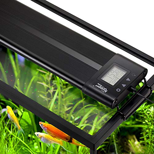 hygger Aquarium LED Beleuchtung,26W Vollspektrum Aquarium Beleuchtung mit LCD Einstellung, Sunrise Sunset Moon und DIY Modus, Einstellbare Timer Aquarium Licht mit 7 Farben für 46-61cm Aquarien