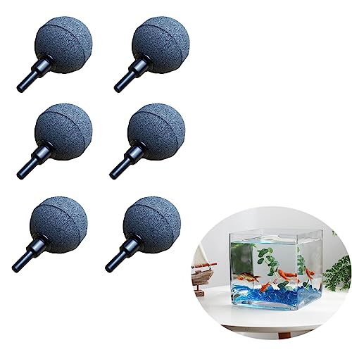 Eterspr 6 Stück Aquarium Luftstein Ball, Aquarium Luftausströmer, Aquarium Luftstein, 4mm / 8mm Schlauch Anschließbar, für Teiche, Aquarien und Fisch Tank