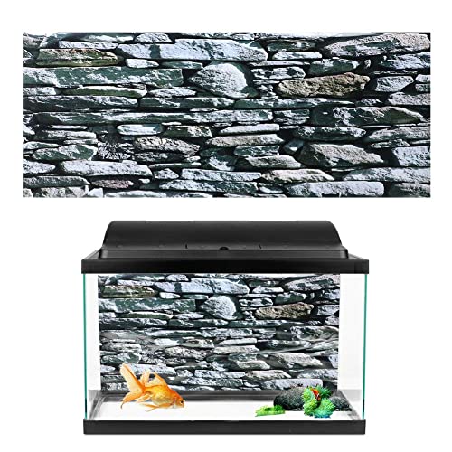 Oyunngs Aquarium Hintergrundbild für Aquarium, 3D-Effekt Steinmauer Gemälde Poster, Unterwasser Wandtattoo Dekoration PVC Kleber Aufkleber(61 * 30cm)