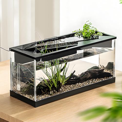 Kleines Acryl-Fischtank, 4,8 l Betta-Fischtank, selbstreinigendes Aquarium mit eingebauter, leiser Pumpe, LED-Licht, ideal für Hydrokultur-Anbausystem und Aquaponik