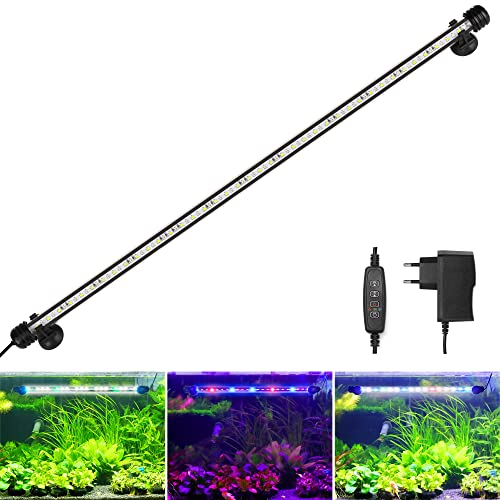 BELLALICHT LED Timer Aquarium Beleuchtung - Aquarien Lampe [RGB-Weiß Licht] mit eingebautem Timer Dimmer, Dimmbar 10 Helligkeitsstufen IP67 Wasserdicht Light für Fisch Tank Pflanze, L-73C