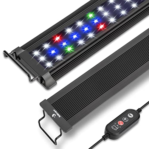 Aquarium Beleuchtung, Aquarium LED Vollspektrum Beleuchtung, 10 Stufen der einstellbaren Helligkeit, 22W 24/7 Allwetter-Beleuchtungsmodus, mit einziehbarem Ständer für Aquarien Größen 45-60cm