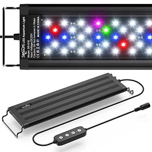 SEAOURA Aquarium LED Beleuchtung, Vollspektrum Aquarium Licht mit Timer Auto Ein/Aus, 10 Helligkeitsstufen Dimmbar, 3 Licht Modus für 30-45CM Süßwasser Aquarium, 10W