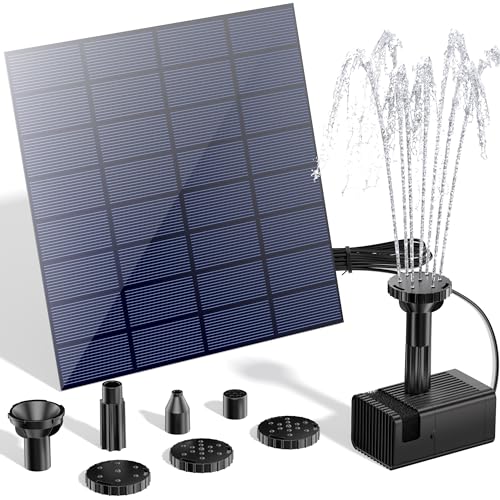 Biling Teichpumpe Solar Springbrunnen für Außen, 2.5W Solarpumpe für Brunnen Miniteich mit Filter, Solarbrunnen für Draussen Garten 6 Düsen Solar Brunnenpumpen für Kolibribad, Teich, Pool, Aquarium