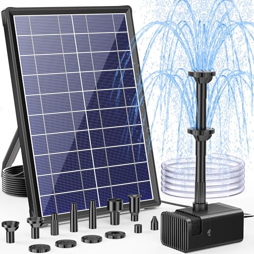 Biling 8W Teichpumpe Solar mit Akku, Solar Springbrunnen für Außen 3600mAh 96GPH...