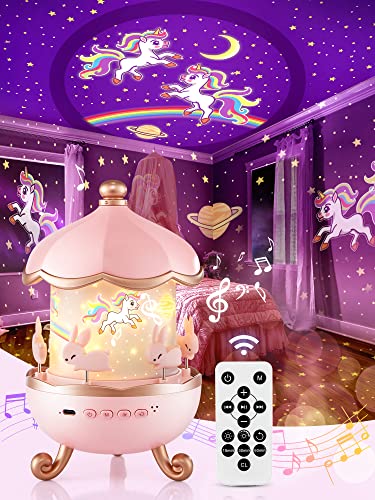 Sternenhimmel Projektor Kinder,Spieluhr Baby Mädchen,Nachtlicht Kinder Nachtlicht Baby,Nachttischlampe Kinder,LED Sternenhimmel Projektor Baby,Einhorn Geschenke für Mädchen,Baby Geschenk Mädchen