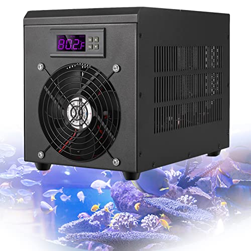 LMYYDES Aquarienkühler 60L Aquarienkühler, Wasserkühler für die Zucht von Fischgarnelen zu Hause in der Aquakultur mit Wasserpumpe und Rohr,2in1HeaterandCooler