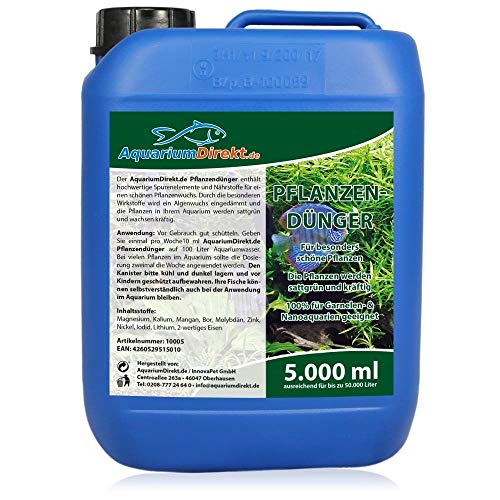 AquariumDirekt Pflanzendünger (Besonders schöne, sattgrüne und kräftige Aquariumpflanzen - Auch Garnelen- und Nanoaquarien geeignet - Spurenelemente, Nährstoffe), Größe:5 L
