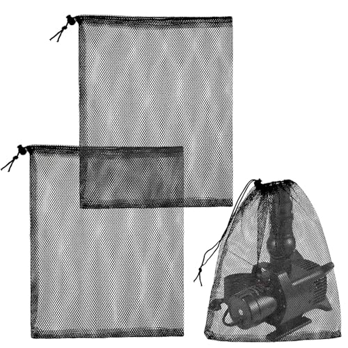 Giantree 2 Stück Filterbeutel, Pumpenfilter-Netzbeutel Aquarium Pumpsack Teichpumpenfilterbeutel Mesh Filter Taschen für Aquarium Garten Teich (38×30 cm, schwarz)