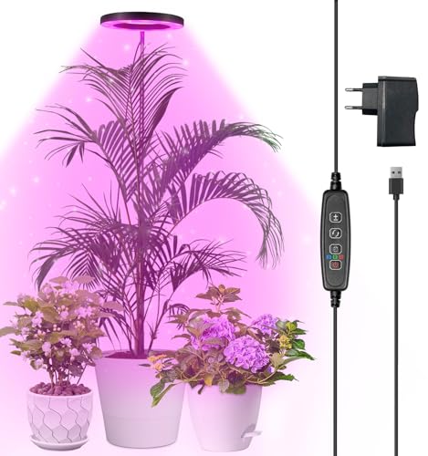 Qoolife Pflanzenlampe led Vollspektrum für Zimmerpflanzen, 147 CM Höhenverstellbare Pflanzenlicht mit 72 LEDs, 3 Dimmbaren Helligkeitsstufen, Zeitschaltuhr 3/9/12 Stunden für Indoor Pflanzen