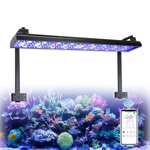 PopBloom Hertz75 LED Aquarium Light WiFi Reef Lampe Aquarium Beleuchtung Led Meerwasser Led für Aquarium Led Lampe Marine Reef 80-100cm Tank (1 H75 mit Armmontagesatz)