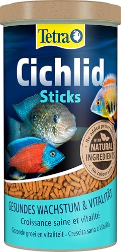 Tetra Cichlid Sticks - Fischfutter für alle Cichliden und andere große Zierfische, schwimmfähige Futtersticks, 1 L Dose