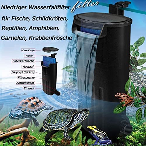 Aquarium Biofilter Aquarium Innenfilter Schildkrötenfilter Wasserfall Tank Wasserreinigungspumpe Bio Filtration für Kaltwasser, Tropenaquarium Schildkröte Garnelen Frosch Krabben Bis zu 130L