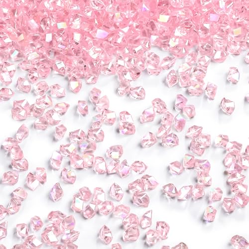 FUTUREPLUSX 5.000 Stück rosa künstliche Eissteine, schillernde, zerkleinerte Acryl-Kristallsteine, Diamanten für Zuhause, Tischdekoration, Vasenfüller