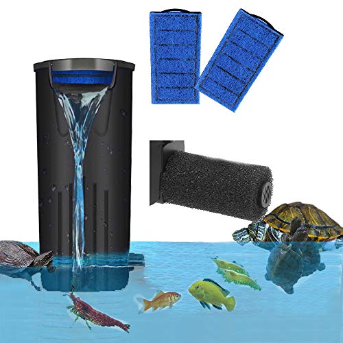 Schildkrötenfilter niedriger Wasserstand Filter Wasserfall Durchfluss Tauchfilter Clean Pumpe für Schildkrötenfischbecken (500 l/h) (schwarz)