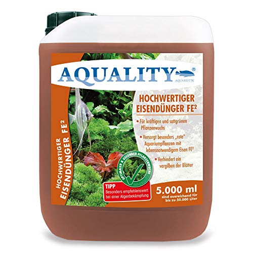 AQUALITY Aquarium Eisendünger FE² (Enthält den wichtigen und unentbehrlichen Pflanzennährstoff Eisen FE² - sattgrüner Pflanzenwuchs), Inhalt:5 Liter