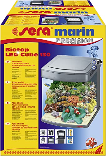 sera marin Biotop LED Cube 130 - 130 l Meerwasser-Komplettaquarium mit LED Beleuchtung und Filtration