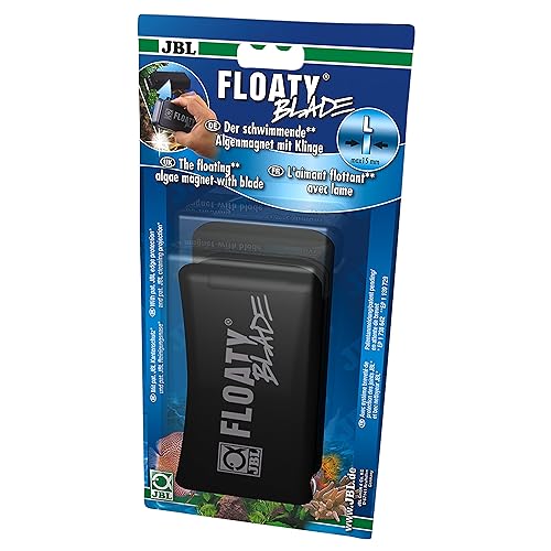 JBL Floaty Blade 6135200, Schwimmender Scheiben-Reinigungsmagnet mit Klinge für dicke Aquarienscheiben, L