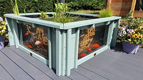 Clear View Garden Aquarium Lotus Gartenteich, quadratisch mit Fenstern