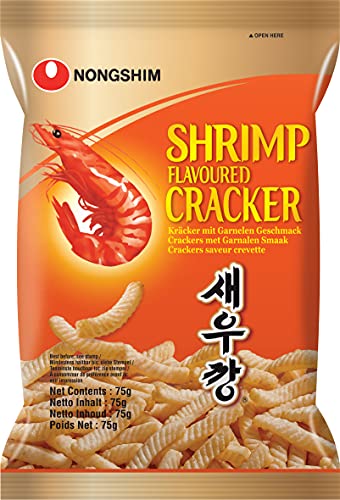 Nong Shim Shrimp Flavoured Cracker – Knusprige Krabbencracker Seawu Kang - koreanischer Snack für jeden Tag – 1 x 75g