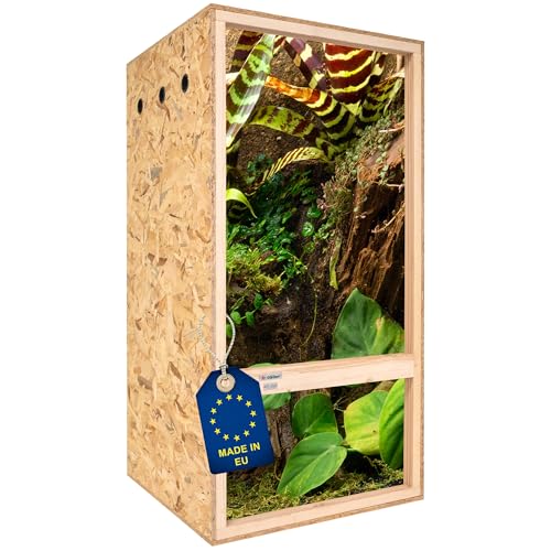 ITA Hochterrarium 60x120x60 cm mit Seitenbelüftung & Integriertem Hygrometer - Holz Terrarium aus OSB-3 Platten - Terrarien für Reptilien, Schlangen, Amphibien - EU Produkt, FSC Zertifiziert